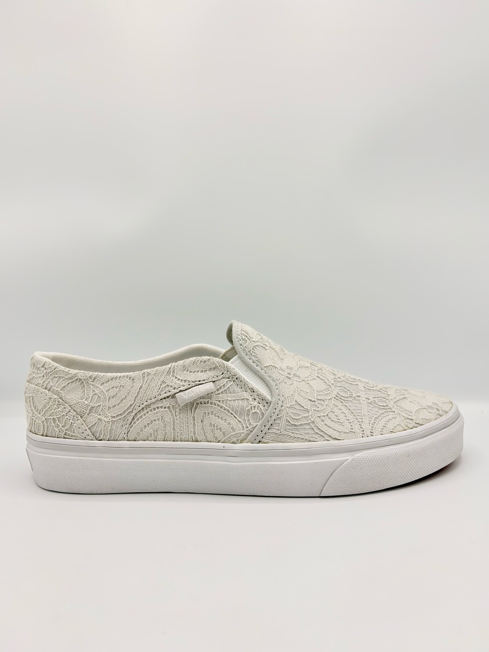 Vans Classic Slip-On Ivory Floral Lace Sneakers Women's 8.5 - Picture 3 of 15